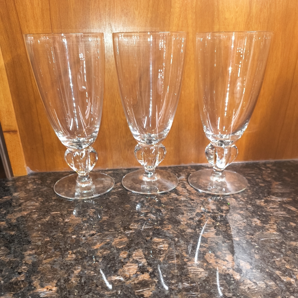3 Vintage Savoy By Seneca Clear 6 3/4” Footed Iced Tea Glasses